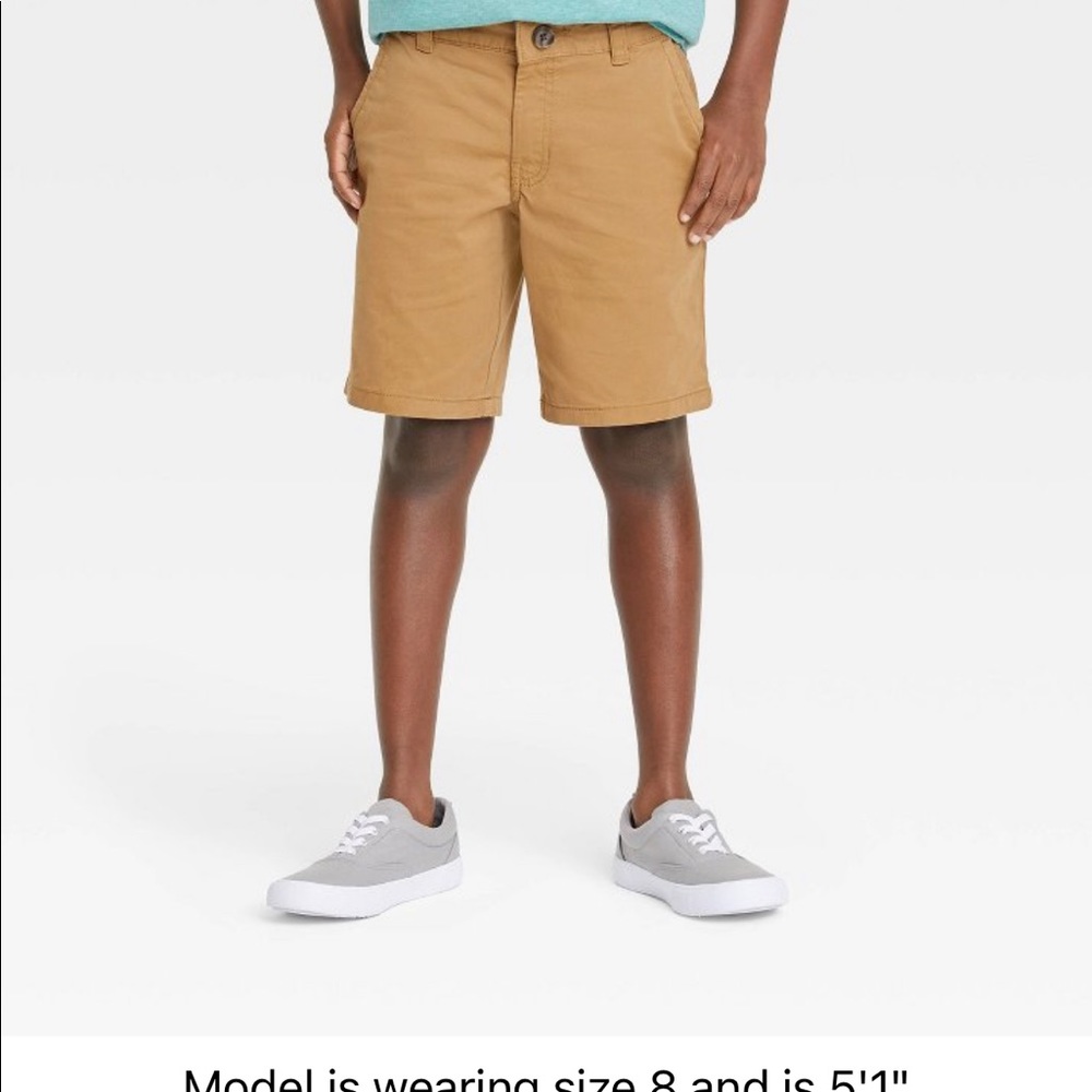 Boys Size 6 Flat Front Dark Khaki Shorts